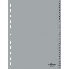 Intercalaires en plastique, chiffres, A4, 31 touches