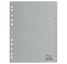 Intercalaires en plastique, chiffres, A4, 15 touches