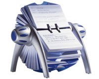 Kaartenwaaier TELEINDEX Flip, zilverkleurig metaal/blauw