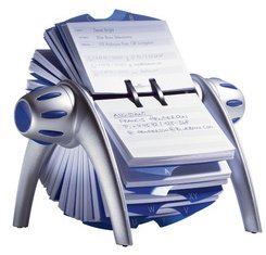 Kaartenwaaier TELEINDEX Flip, zilverkleurig metaal/blauw