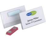 Badge à aimant, 90 x 54 mm, transparent