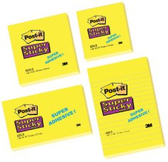 Bloc-mémos Post-it 660 Super Sticky 102x152mm jaune ligné 75 feuilles