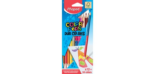 Crayons bicolores COLOR'PEPS DUO, triangulaire, étui