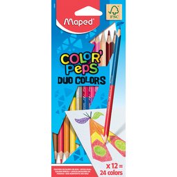 Potloden tweekleurig COLOR'PEPS driehoekig - etui van 12 stuks