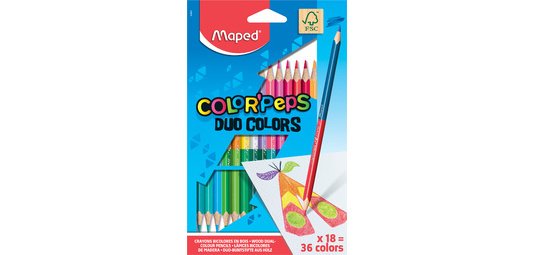 Crayons bicolores COLOR'PEPS DUO, triangulaire, étui