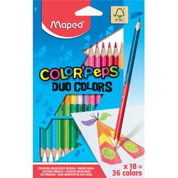 Crayons bicolores COLOR'PEPS DUO, triangulaire, étui