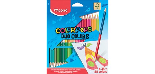 Maped crayon de couleur triangulaire Color'PepsDuo, étui cartonné de 24 crayons = 48 couleurs