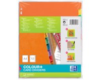 Intercalaires carton, uni, A4, multicolore, 12 touche