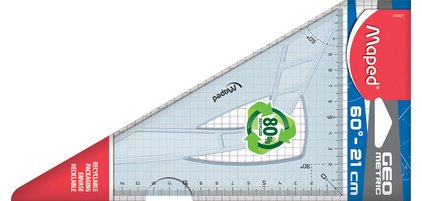 Equerre Geometric 60 degrés, grand côté: 210 mm