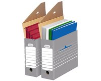 Elba Tric boîte à archives portrait, format 9,5 x 34 x 26,5 cm, gris et blanc