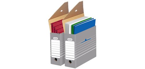 Elba Tric Archivbox Hochformat, Maße 9,5 x 34 x 26,5 cm, grau und weiß