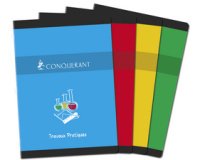 Cahier piqué conquérant sept travaux pratiques couverture offset a5+ 17x22cm 48 pages 70g 24p séyès 24p unies