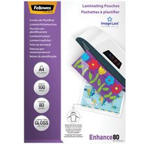 Pochettes de plastification Fellowes A5 - 2 x 80 µ - Brillant - Boîte de 25