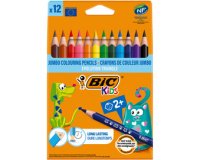 Crayon couleur bic kids evolution résine synthèse 140mm triangle gros module résiste mordillage étui carton 12 unités