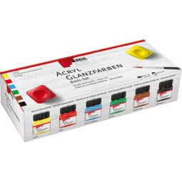 Acrylverf glanzend, basisset 6 x 20 ml