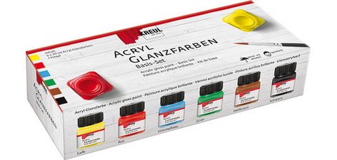 Peinture acrylique brillante, set de base 6 x 20 ml