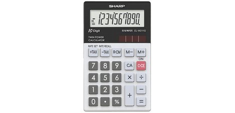 SHARP Calculatrice de poche modèle EL-W211G GY, alimentation