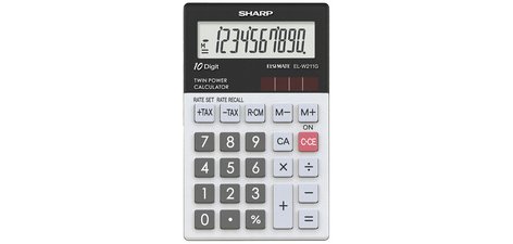 SHARP Calculatrice de poche modèle EL-W211G GY, alimentation