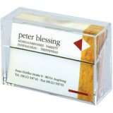 Boîte pour cartes de visite plastique rigide, capacité 100 cartes L 9,5 x H 6 x P 3 cm transparent