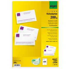 Cartes de visite Sigel 85x55mm uni 185g blanc 150 pièces