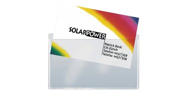 Self-adhesive business card holder, in PP
