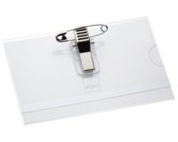 Porte-badge avec double système de fixation,54 x 90 mm
