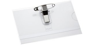 Porte-badge avec double système de fixation,54 x 90 mm
