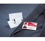 Porte-badge avec double système de fixation,54 x 90 mm
