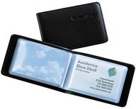 Porte-cartes aspect cuir noir mat avec 20 pochettes, capacité 40 cartes L 11 x H 7,5 x P 1,2 cm