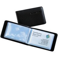 Porte-cartes aspect cuir noir mat avec 20 pochettes, capacité 40 cartes L 11 x H 7,5 x P 1,2 cm