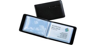 Porte-cartes aspect cuir noir mat avec 20 pochettes, capacité 40 cartes L 11 x H 7,5 x P 1,2 cm
