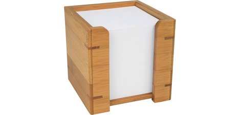 Block cube with case, in bamboo, with paper