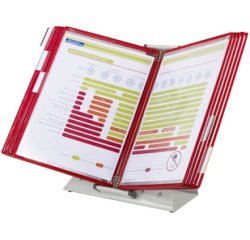 Kit pupitre métal, avec 10 poches à pivots, rouge