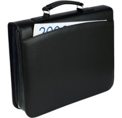 Porte-documents, A4, similicuir grainé, noir