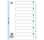 Intercalaires en plastique, chiffres, A4, 12 touches