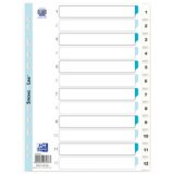 Intercalaires en plastique, chiffres, A4, 12 touches