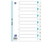 Intercalaires en plastique, chiffes, A4, blanc, 10