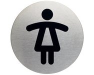 Pictogramme 'WC-Femmes', diamètre: 83 mm, argent