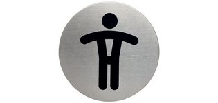 Pictogramme 'WC-Hommes', diamètre: 83 mm, argent