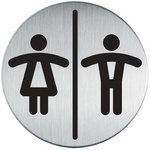 Adhésif de signalétique - Toilettes Mixtes H/F - 83 mm - Acier brossé inoxydable
