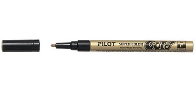 Marqueur pilot feutre permanent encre métallique pointe non bisautée extra fine polyacétate 0.5mm or