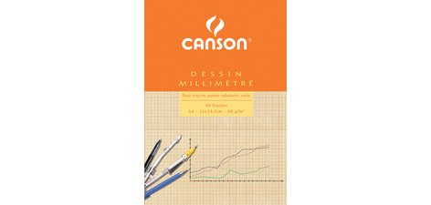 Bloc de papier millimétré, A4, 90 g/m2, bistre