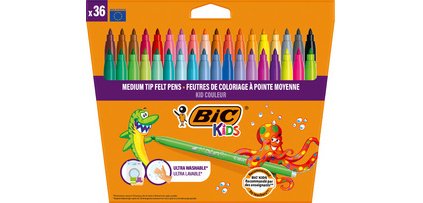 BIC KIDS Kid Color medium felt-tip pens, cardboard box of 36