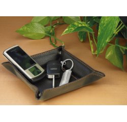 Petit vide-poches, en similicuir, marron