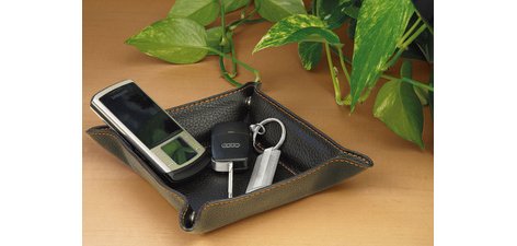 Petit vide-poches, en similicuir, marron