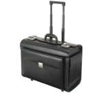 Valise pilote 'SILVANA', cuir, avec trolley, noir