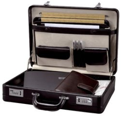 Attaché-case TAORMINA, cuir, noir