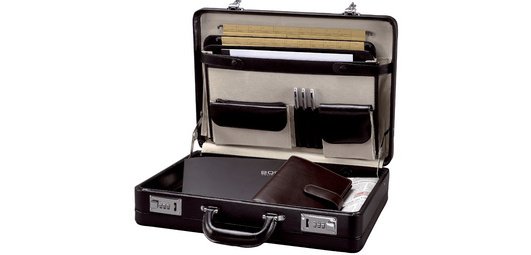 Attaché-case TAORMINA, cuir, noir