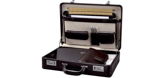 Attaché-case TAORMINA, cuir, noir