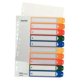 Plastic tabbladen, genummerd, extrabreed A4-formaat, 6 tabs